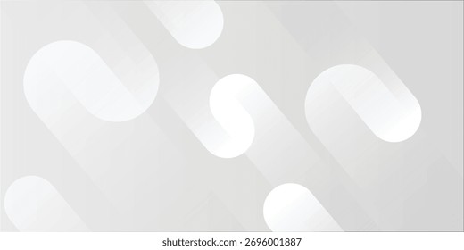 Abstract white geometric background with diagonal rounded shapes eps10