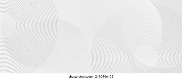 Abstract white geometric background. Dynamic shapes composition. gradient vanishing circles. Creative illustration for poster, web, landing, page, cover