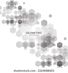 Abstract white geometric background made of gray hexagons