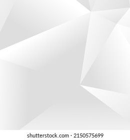 Abstrakter weißer, geometrischer Hintergrund. Modernes minimalistisches Design. Vektorgrafik mit Dreiecken und Linien. Monochrom-Licht-3D-futuristisches Design mit polygonalen Diamantformen mit weißem Farbverlauf