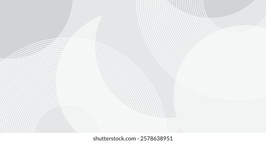 Abstract white geometric abstract background overlap layer on bright space with lines effect decoration. Modern graphic design element circles style concept for banner simple art modern design