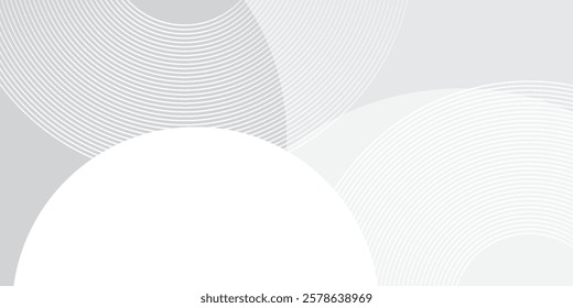 Abstract white geometric abstract background overlap layer on bright space with lines effect decoration. Modern graphic design element circles style concept for banner simple