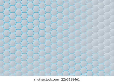Abstract white geometric hexagon grid background with navy blue gradient backlight