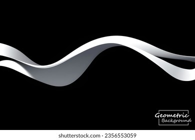 Abstract white geometric. Isolate on black background. Vector illustration.