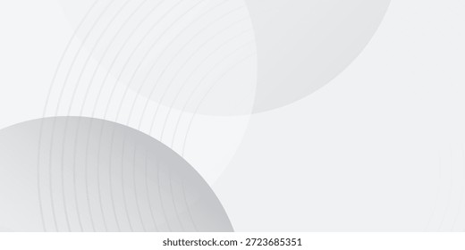 Abstract white geometric line on grey background. Overlap on bright space with lines effect decoration concept. Modern graphic circles style two elements for banner. Vector illustration. eps10