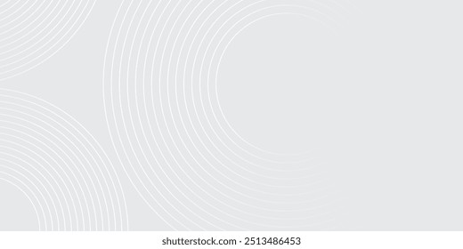 Abstract white geometric lines glowing on gray background. Modern shiny blue circle lines pattern. Futuristic technology concept. vecor.