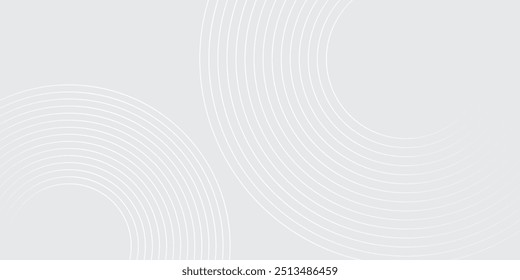 Abstract white geometric lines glowing on gray background. Modern shiny blue circle lines pattern. Futuristic technology concept. vecor.