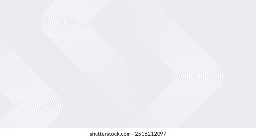 Líneas geométricas blancas Abstractas que brillan sobre fondo gris. Moderno patrón de líneas cuadradas blancas brillantes. Concepto de tecnología futurista. Conveniente para la cubierta, cartel, Anuncio, volante, cabecera, Vector del Sitio web