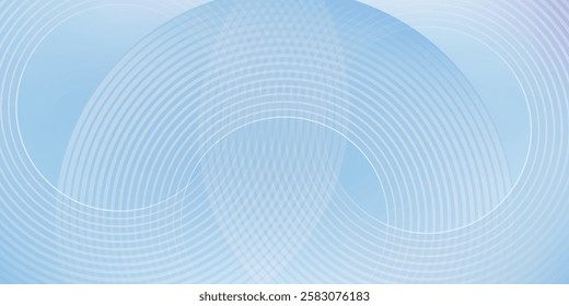 Abstract white geometric lines glowing on blue background. Modern shiny blue circle lines pattern. Futuristic technology concept. Suitable for covers, posters,
