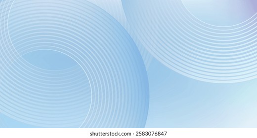 Abstract white geometric lines glowing on blue background. Modern shiny blue circle lines pattern. Futuristic technology concept. Suitable for covers, posters,