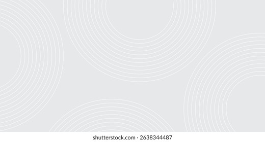 Abstract white geometric lines glowing on gray background. Modern shiny blue circle lines pattern. Futuristic technology concept.