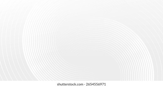 Abstract white geometric lines glowing on a gray background. Modern sparkling white circle line pattern.