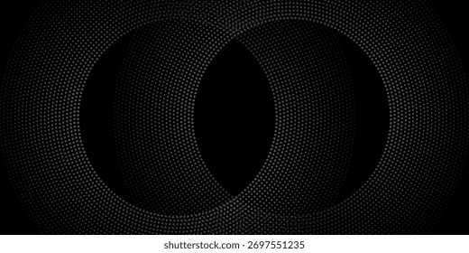 Abstract white geometric lines glowing on a dark background. Modern shiny blue circle line pattern. Futuristic technology concept. Suitable for covers, posters,