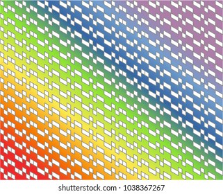Abstract white geometric pattern with gray lines on colorful rainbow gradient colors. Vector illustration. Use as background, backdrop, montage, or texture in website, UI, app, logo, or graphic design
