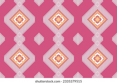 Abstract white geometric patterns on a pink background. Thai textiles style ornaments. Ideal as a Thai sarong, batik, shawl, bed sheet, wallpaper, background, carpet, wrap or wrapping cloth.