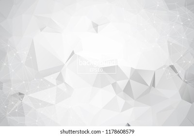 Abstract White Geometric Polygonal background molecule and communication. Connected lines with dots. Concept of the science, chemistry, biology, medicine, technology.