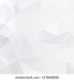 Abstract White Geometric Polygonal background molecule and communication. Connected lines with dots. Concept of the science, chemistry, biology, medicine, technology.