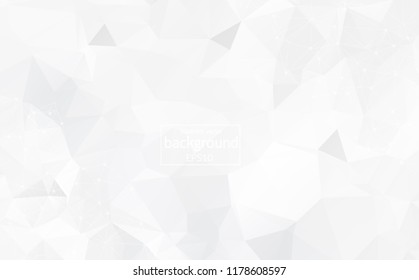 Abstract White Geometric Polygonal background molecule and communication. Connected lines with dots. Concept of the science, chemistry, biology, medicine, technology.