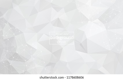 Abstract White Geometric Polygonal background molecule and communication. Connected lines with dots. Concept of the science, chemistry, biology, medicine, technology.