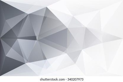 Abstrakter, weißer, geometrischer, polygonaler Hintergrund mit grauer Dreiecksstruktur, Vektorgrafik