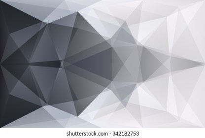 Abstract white geometric polygonal background with dark grey right arrow texture, in vector
