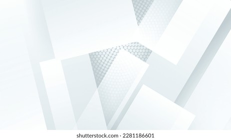 Abstract white geometric shape with futuristic concept background