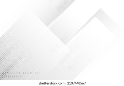 Abstract white geometric square template with halftone decorative. Overlapping for ad, poster, template design background. Illustration vector
