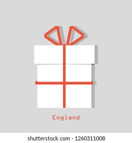 Abstract white gift on a gray background in origami style. Vector graphics