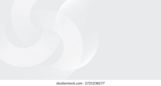 Círculo brillante blanco Abstractas geométrico sobre fondo gris. Líneas de círculo azul brillante diseño de patrón moderno. Diseño futurista moderno