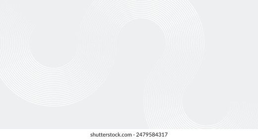 Abstrakte, weiß leuchtende geometrische Linien auf grauem Hintergrund. Moderne glänzend blaue Kreis Linien Muster. Futuristisches Technologiekonzept. Anzug für Cover, Poster, Banner, Broschüre, Header, Website Vektorgrafik