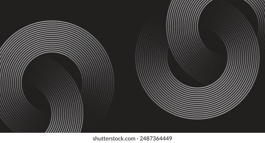 Abstract white glowing geometric lines on dark blue background. Modern shiny circle lines pattern. Futuristic technology concept. Suit for cover, poster, banner, brochure, header, website vector