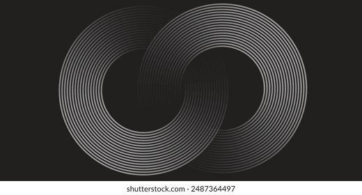 Abstractas líneas geométricas brillantes blancas sobre fondo azul oscuro. Patrón moderno de líneas de círculo brillante. Concepto de tecnología futurista. Traje para la cubierta, póster, Anuncio, folleto, cabecera, Vector de Sitio web