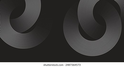 Abstractas líneas geométricas brillantes blancas sobre fondo azul oscuro. Patrón moderno de líneas de círculo brillante. Concepto de tecnología futurista. Traje para la cubierta, póster, Anuncio, folleto, cabecera, Vector de Sitio web