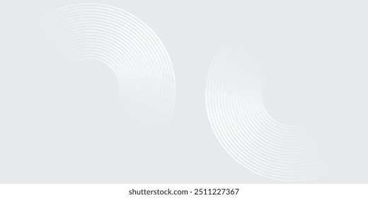 Abstract white glowing geometric lines on gray background. Modern shiny blue circle lines pattern. Futuristic technology concept