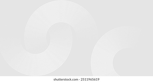 Abstract white glowing geometric lines on gray background. Modern shiny blue circle lines pattern. Futuristic technology concept. Suit for cover, poster, banner, brochure, header, website vector