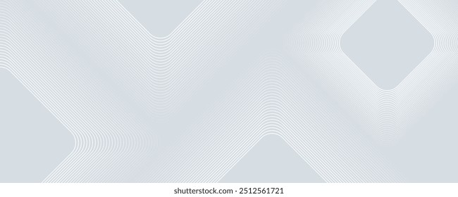 Líneas geométricas brillantes blancas Abstractas sobre fondo gris. Moderno patrón de líneas de círculo azul brillante.