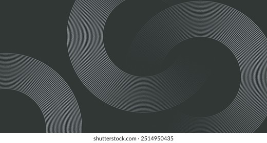 Linhas geométricas brilhantes em branco abstrato sobre fundo azul escuro. Moderno padrão de linhas de círculo brilhante. Conceito de tecnologia futurista. Terno para capa, cartaz, banner, brochura, cabeçalho, vetor de site