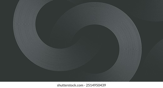 Abstract white glowing geometric lines on dark blue background. Modern shiny circle lines pattern. Futuristic technology concept. Suit for cover, poster, banner, brochure, header, website vector