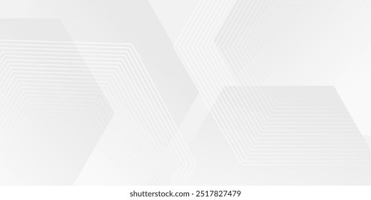 Abstract white glowing geometric lines on gray background. Modern shiny blue circle lines pattern. Futuristic technology concept. Suit for cover, poster, banner, brochure, header, website vector