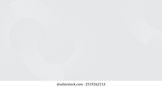 Abstract white glowing geometric lines on gray background. Modern shiny blue circle lines pattern. Futuristic technology concept. Suit for cover, poster,