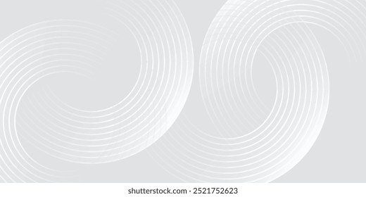 Abstract white glowing geometric lines on gray background. Modern shiny blue circle lines pattern. Futuristic technology concept. Suit for cover, poster,