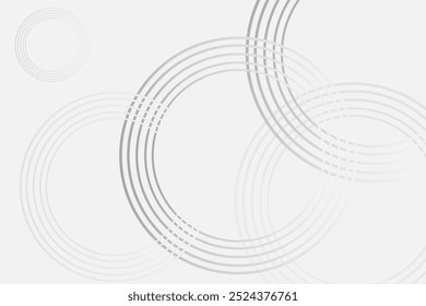 Linhas geométricas brilhantes em branco abstrato sobre fundo cinza. Padrão moderno de linhas de círculo azul brilhante. Conceito de tecnologia futurista. Terno para capa, cartaz, banner, brochura, cabeçalho, vetor de site