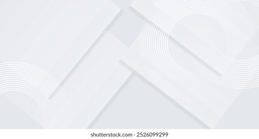 Abstract white glowing geometric lines on gray background. Modern shiny blue circle lines pattern. Futuristic technology concept. Suit for cover, poster,