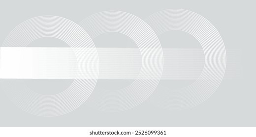 Abstract white glowing geometric lines on gray background. Modern shiny blue circle lines pattern. Futuristic technology concept. Suit for cover, poster,