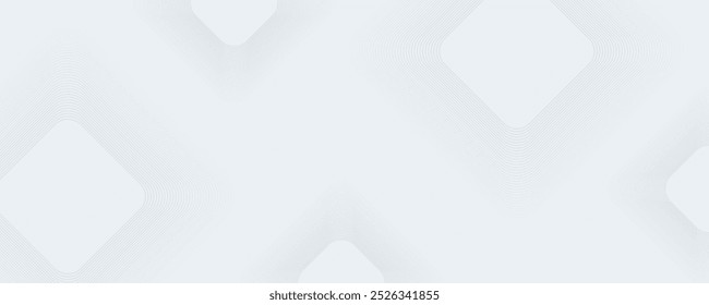 Linhas geométricas brilhantes em branco abstrato sobre fundo cinza. Padrão moderno de linhas de círculo azul brilhante.