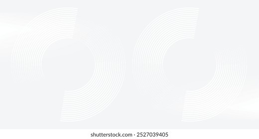 Abstract white glowing geometric lines on gray background. Modern shiny blue circle lines pattern. Futuristic technology concept. Suit for cover, poster,