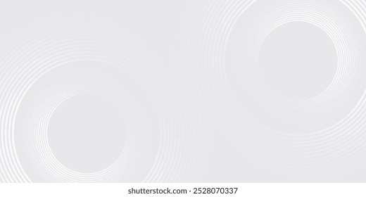 Líneas geométricas brillantes blancas Abstractas sobre fondo gris. Moderno patrón de líneas de círculo azul brillante. Concepto de tecnología futurista. 