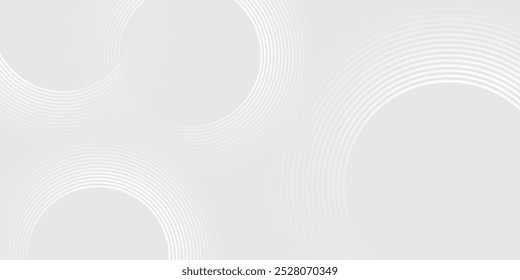 Abstract white glowing geometric lines on gray background. Modern shiny blue circle lines pattern. Futuristic technology concept. 