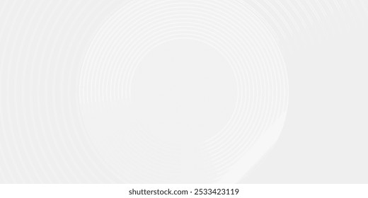 Abstrakte, weiß leuchtende geometrische Linien auf grauem Hintergrund. Moderne glänzende blaue Kreislinien Muster. Futuristisches Technologiekonzept. Anzug für Cover, Plakat,