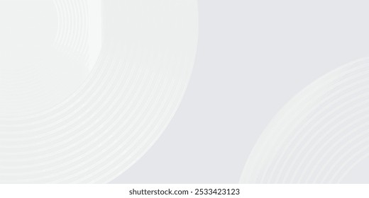 Líneas geométricas brillantes blancas Abstractas sobre fondo gris. Moderno patrón de líneas de círculo azul brillante. Concepto de tecnología futurista. Traje para la cubierta, cartel,